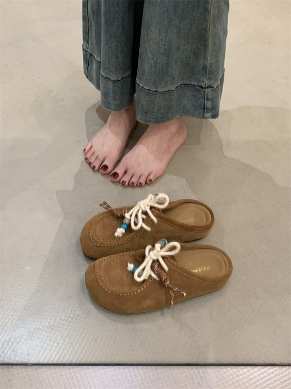 磨砂厚底内增高勃肯鞋包头半拖鞋女外穿2025新款一脚蹬博肯鞋|undefined