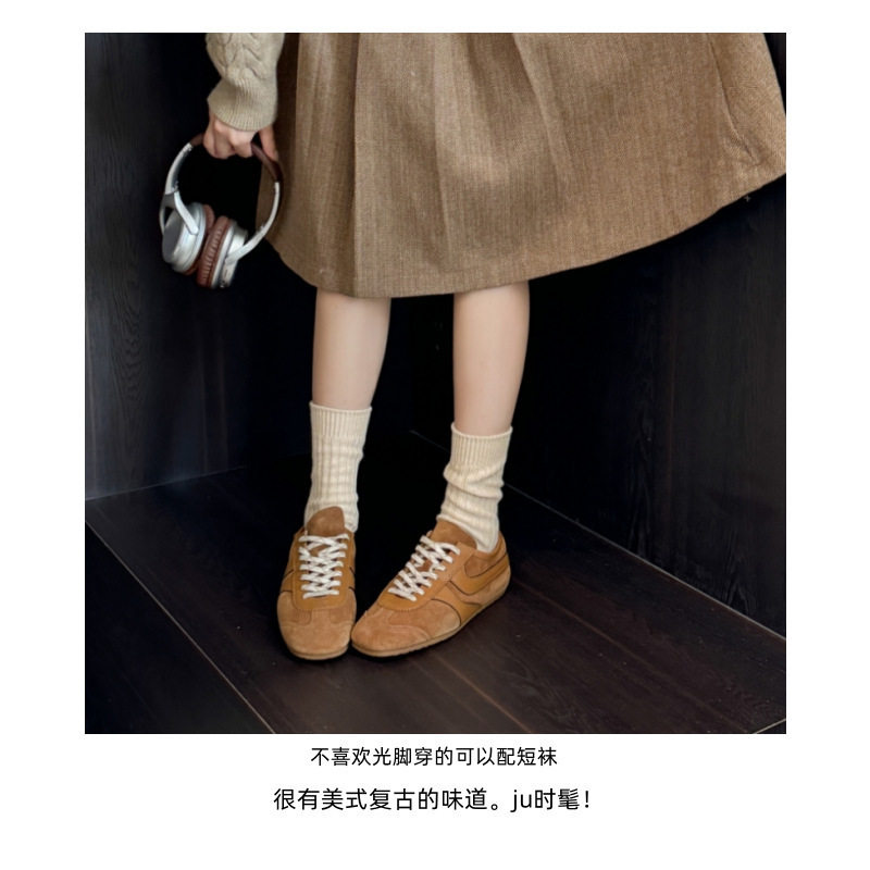 Giày sneaker nữ da thật cổ thấp dáng cổ điển buộc dây phối màu — Bạc, màu nâu, màu xanh lá cây, màu đỏ chi tiết 6
