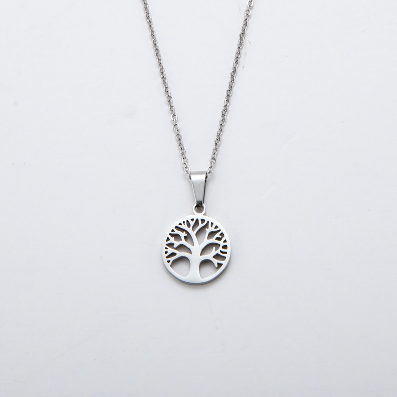 Fashion Round Tree Stainless Steel Plating Pendant Necklace 1 Piece