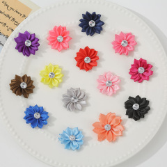 手作りウェビング 12 花びらの花のアクセサリー diy 子供のヘアアクセサリーヘアピンアクセサリープラスダイヤモンドコサージュ衣類アクセサリー卸売