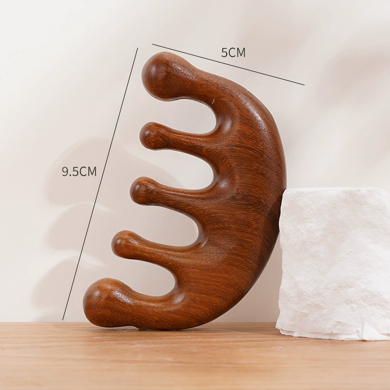 Золотая лада меридианов расчесанная голова из sandalwood frog, расческа для массажа Douyin сандаловое дерево пяти «когтей», дельфиновая расческа, пятизубая расческа