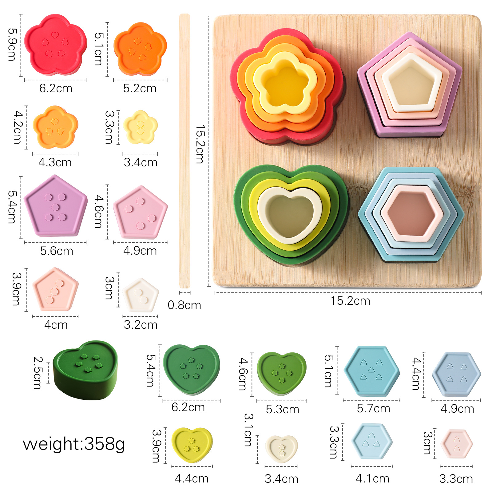 Toddler-level Bite Silicone Toys Puzzle Baby Stacking Toys Puzzle Early Education Toys Stacking Toys