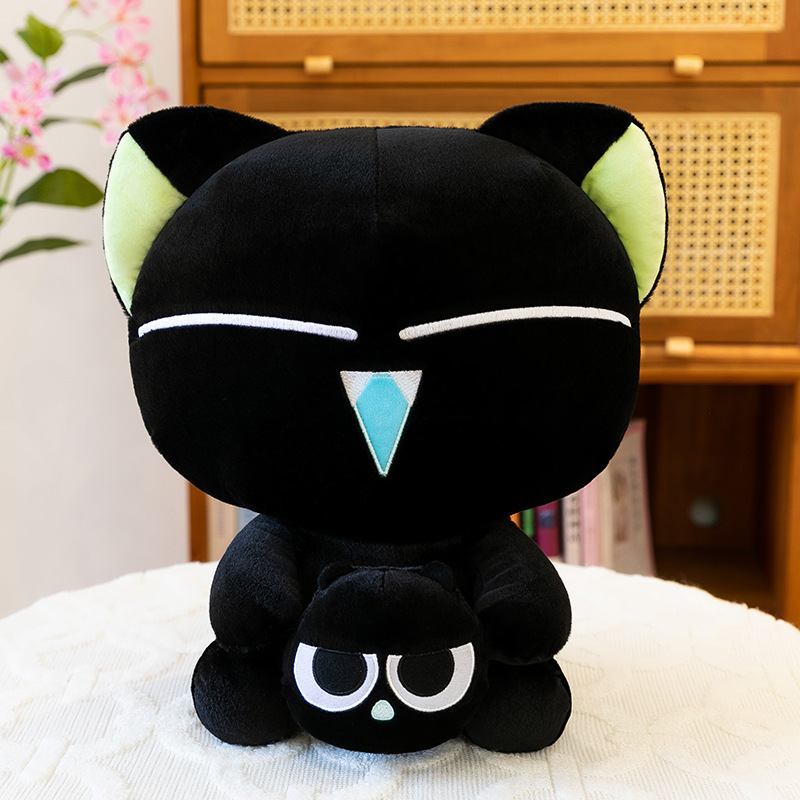 可爱罗小黑抱枕卡通黑猫靠枕办公室座椅靠垫抓机娃娃兑换礼品批发|undefined