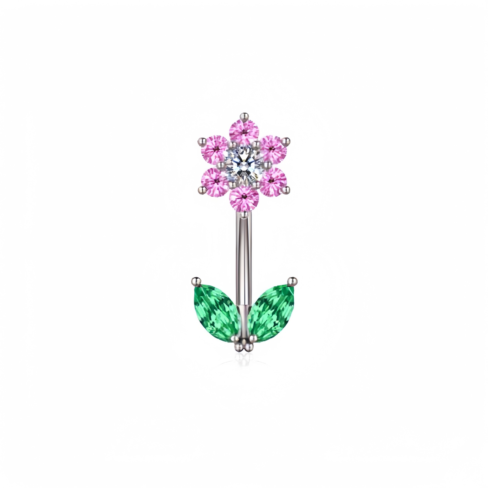 Manufacturer Wholesale Copper Zirconia Flower Rings, Scratch-resistant Studs, Navel Jewelry, Piercing Accessories_voghion.com