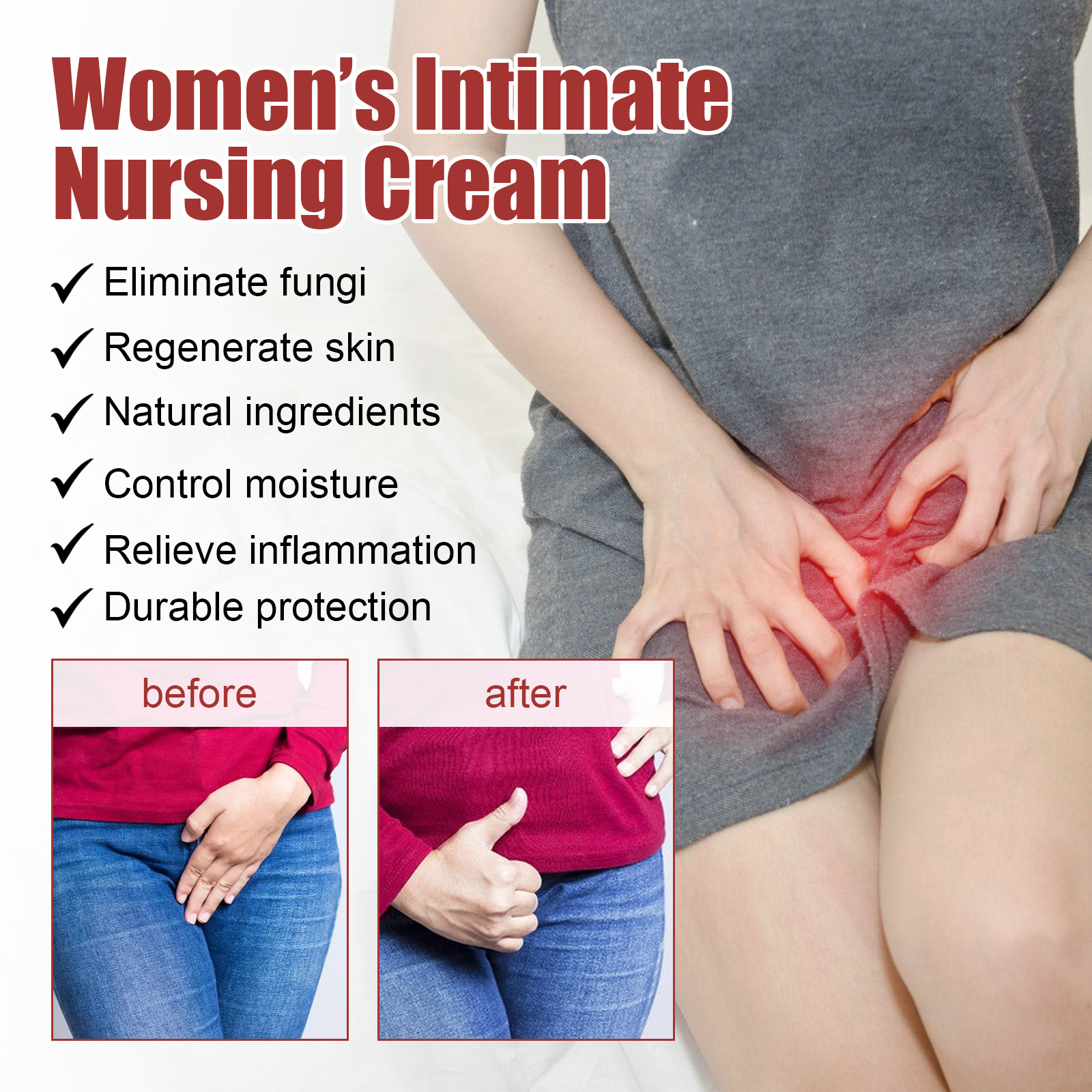 Ximonth Women's Relives Itching Discomforts, Cleans Body, Odors, and Moisturizes the Body Care Cream_voghion.com