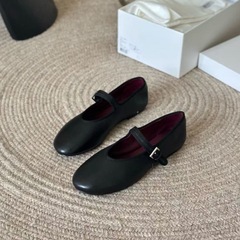 イブニングシューズニッチピュアオリジナル新ソフトレザーメリージェーンレディースシューズフレンチレトロおばあちゃんの靴本革フラットシューズ