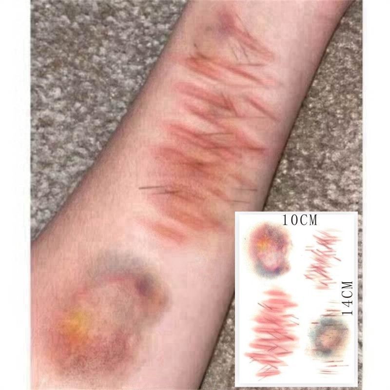 Small scar bruise wound tattoo stickers scratch cut injury Halloween tattoo stickers simulation wrist cutting horror