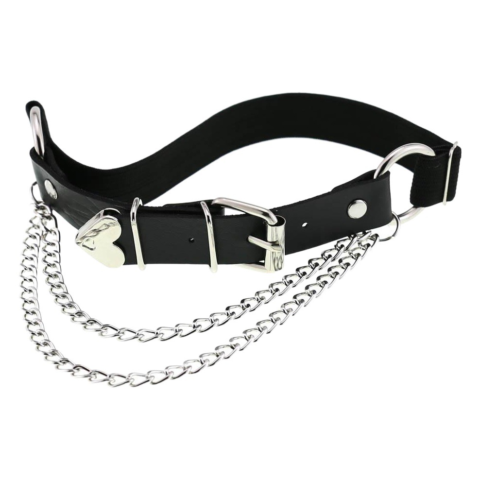 European and American Punk Gothic PU Leather Irregular Garter Belt Personalized Heart Love Chain Elastic Thigh Ring