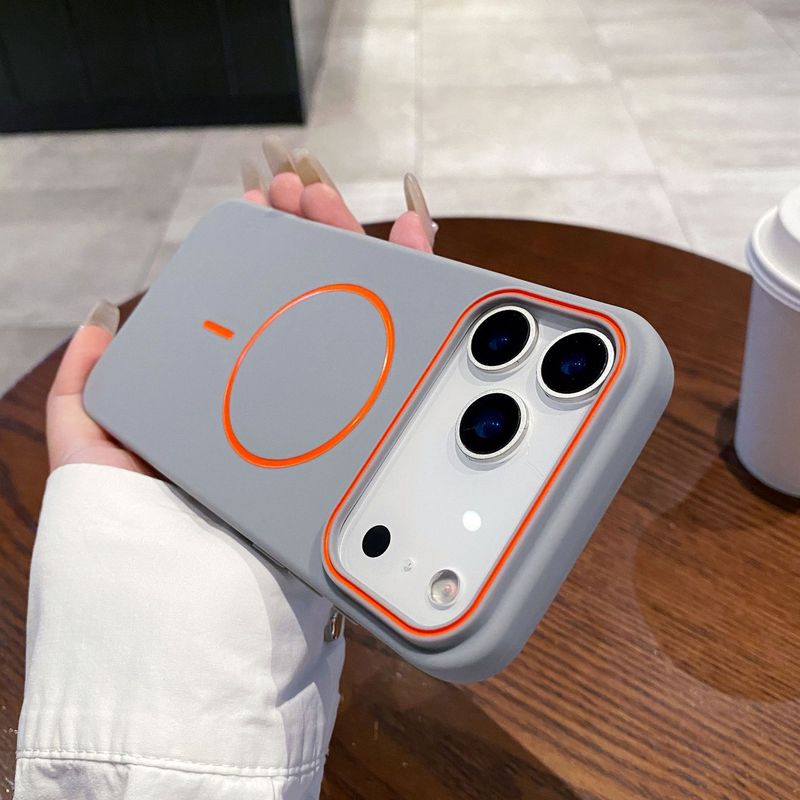 适用iPhone17pro手机壳磨砂细圈磁吸苹果16pro硅胶软壳防摔保护套|undefined