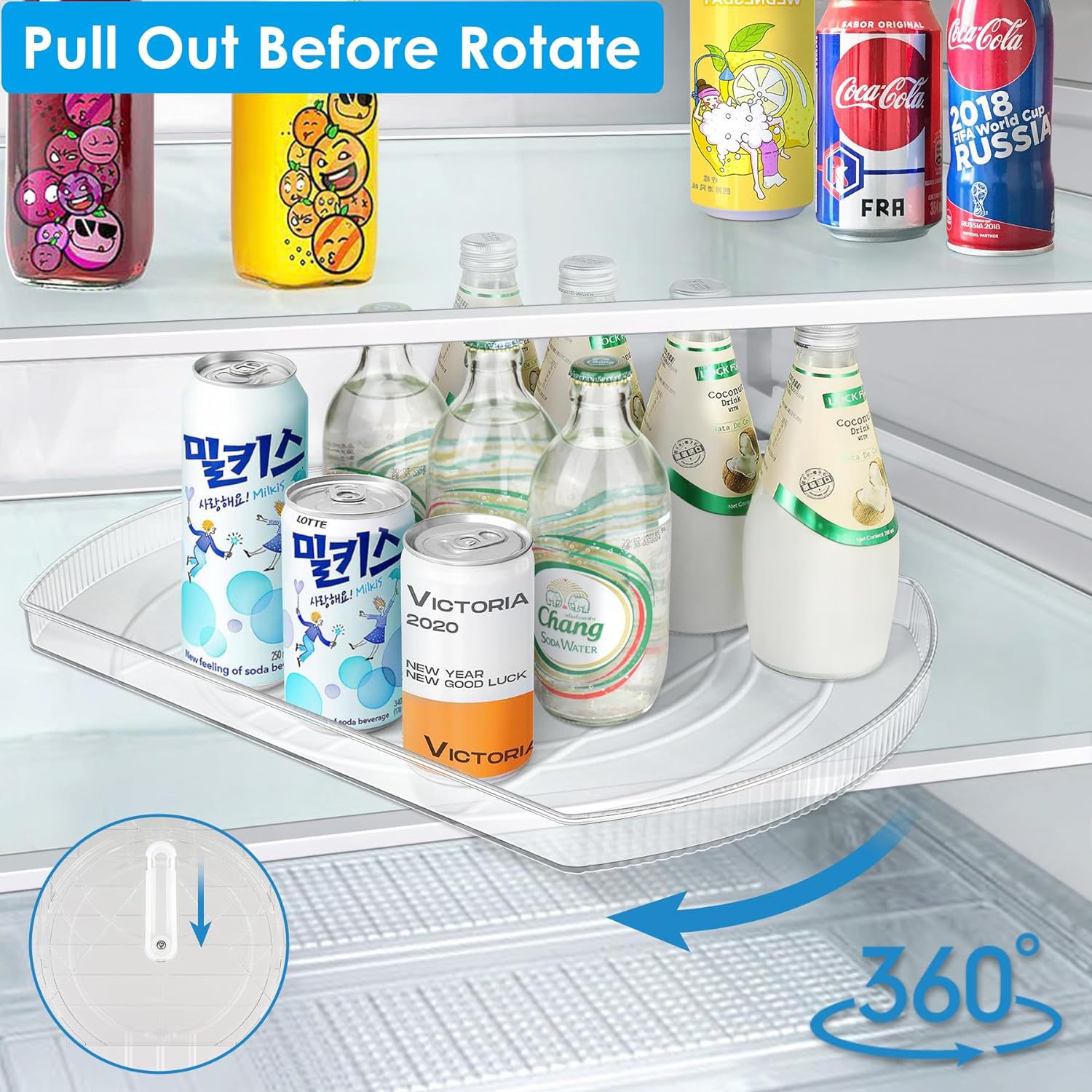Refrigerador transfronterizo para almacenar bebidas mesa giratoria de cocina sal salina y salsa bandeja de condimentos estante giratorio