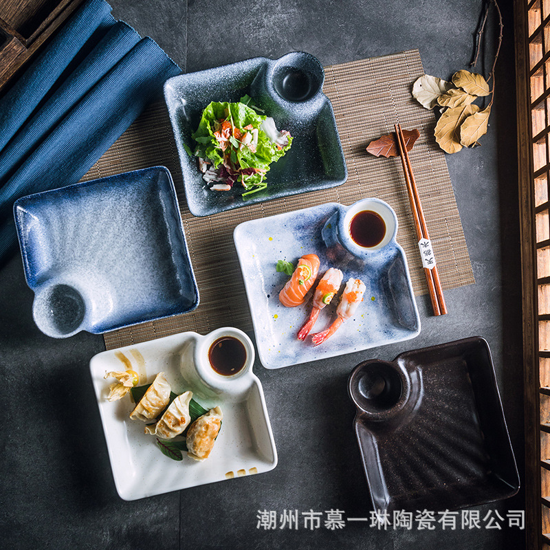 Japanese-style Ceramic Dumpling Dish Creative Tableware Dumpling Dish Household Dish Restaurant Dish Rice Dish with Vinegar Dish