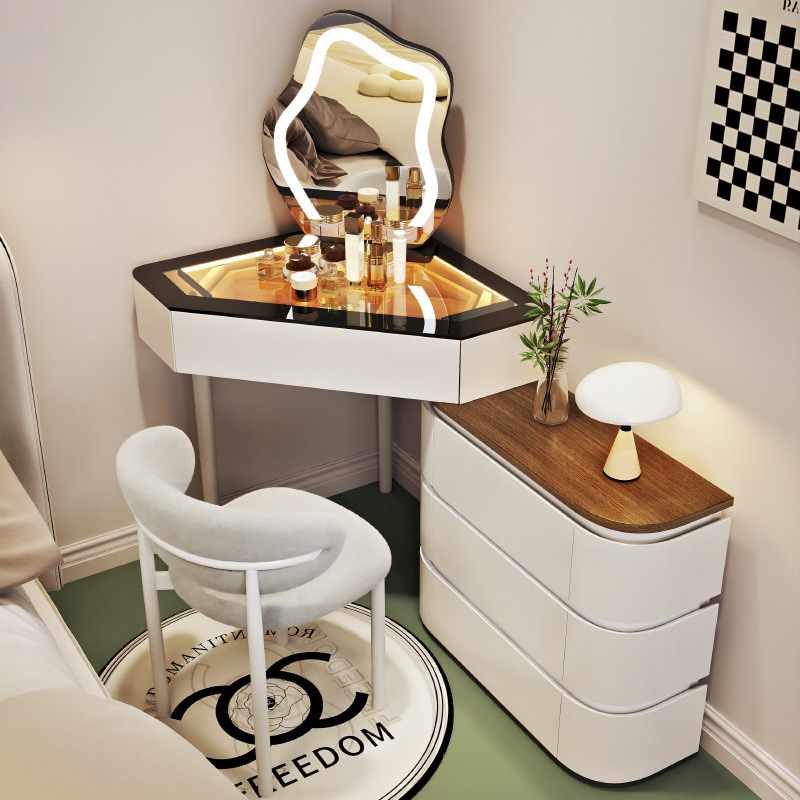 화이트 60cm 화장대 + 수납장 + 화장 거울 + 초승달 의자 ♜⚑