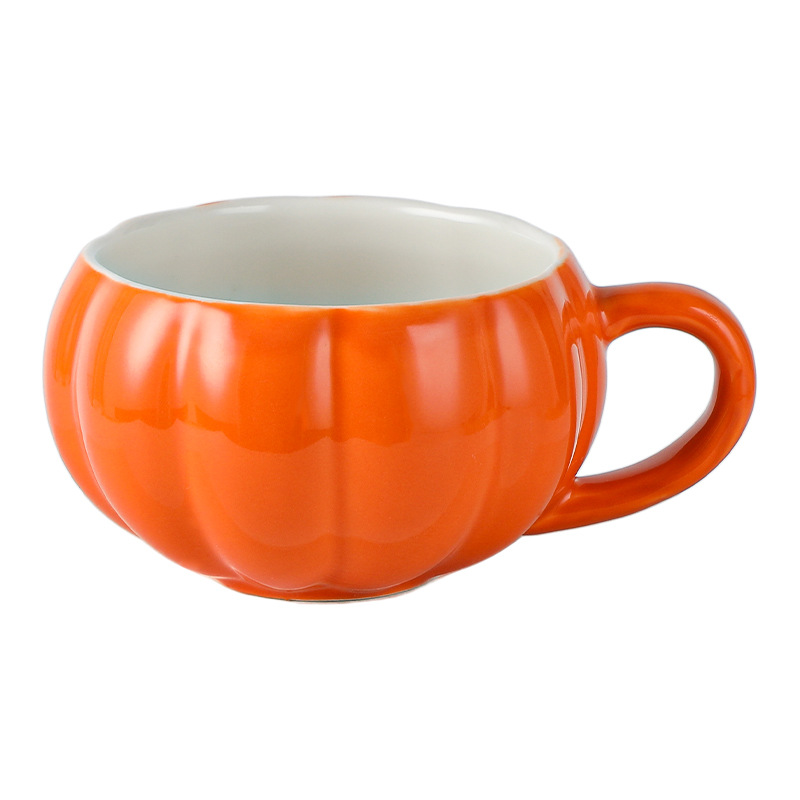 Transfronterizo Halloween dibujos animados lindo creativo calabaza Taza de cerámica con tapa taza de desayuno infantil postre sopa taza