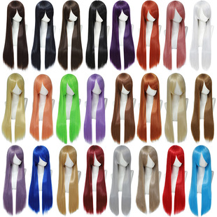 cosplay wig color universal long straight hair cartoon European and American ancient costume styling headgear 80cm cartoon straight hair