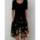 Cross-border foreign trade 2023eBay Amazon wish spring and summer flower printed round neck pocket long dress women's clothing