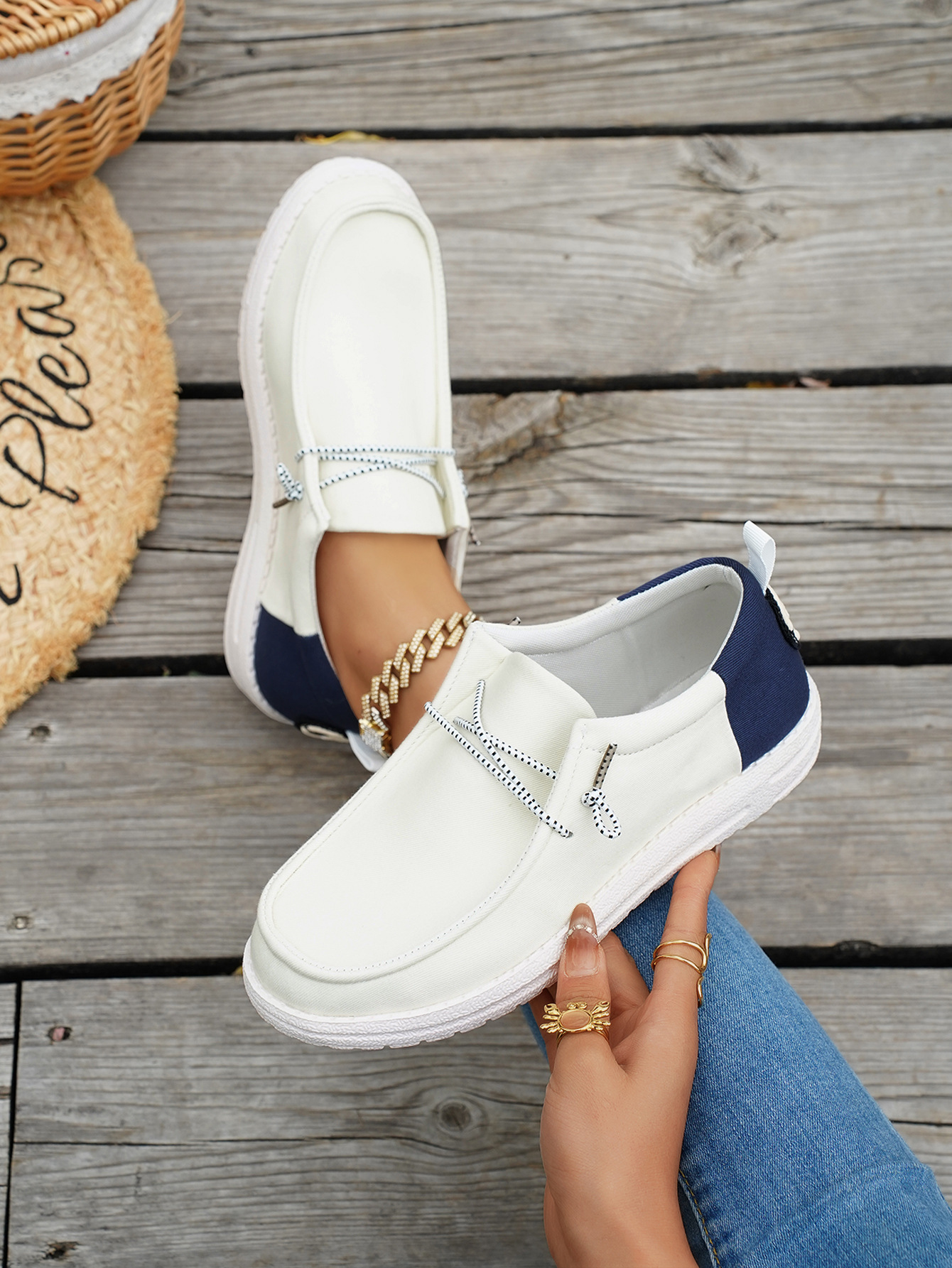 Dames comfortabele instappers color block platte nette schoenen_voghion.com