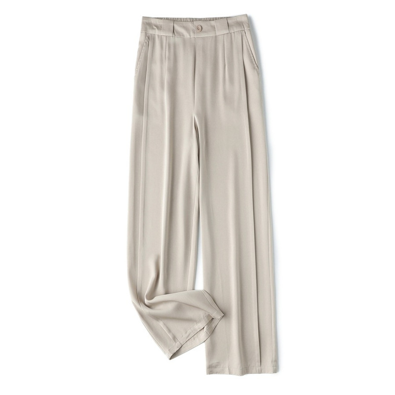 Texture Glossy Heavy Stretch Double Joe Satin Mulberry Silk Straight Pants Women's Summer Silk Pants Commuter All-match Pants Texture Glossy Heavy Stretch Double Joe Satin Mulberry Silk Straight Pants Women's Summer Silk Pants Commuter All-match Pants