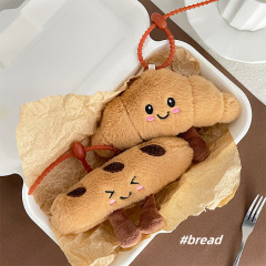 かわいいバゲットクロワッサンぬいぐるみペンダント漫画デザート人形パンストリップペンダントキーホルダー食品人形