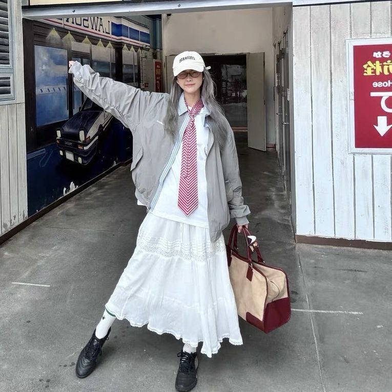 假两件工装外套男女美式复古棒球服宽松设计感情侣休闲飞行夹克潮|undefined