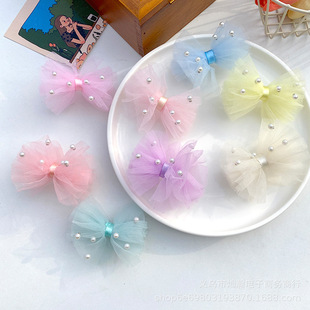 Korean-style roll yarn Pearl bow accessories diy children's hair accessories clip headband material shoes and socks clothing accessories
