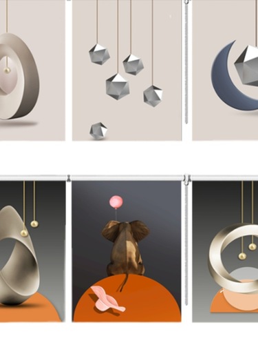 Simple and light luxury European style bedroom bathroom kitchen punch-free blackout waterproof beaded lift roller curtains