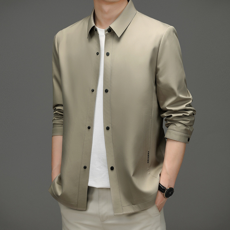 Windbreaker Men's 2025 Spring Business Middle-Aged Mid-Length Single-Breasted Loose Daddy Jacket Jacket