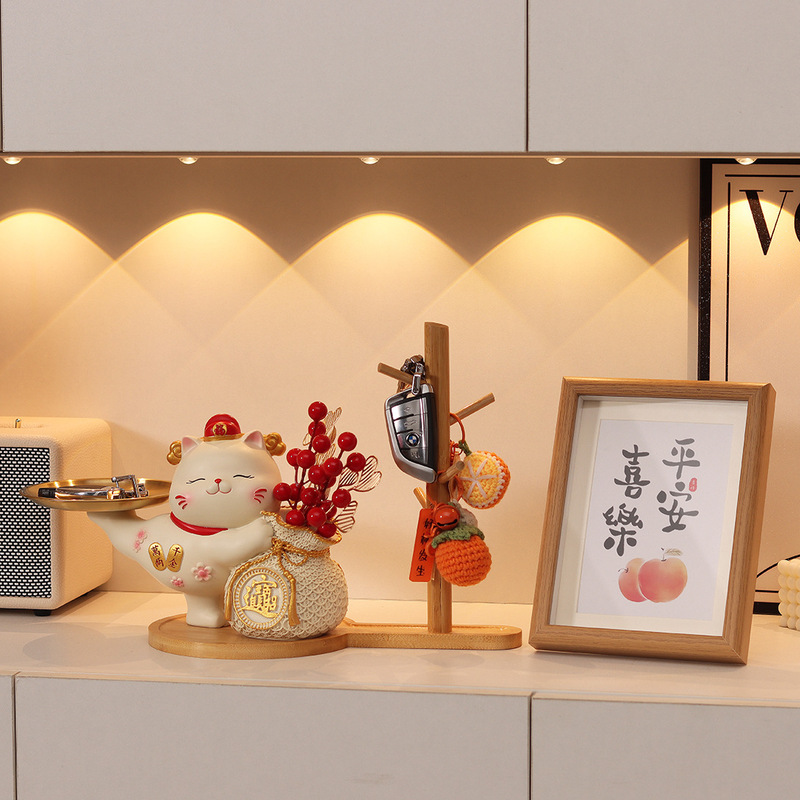 玄関の招き猫の装飾品、新築祝い、新年の贈り物、リビングルームの玄関ホール、家の鍵の収納、靴箱の装飾|undefined