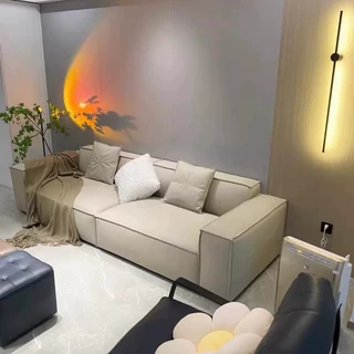 小户型意式极简科技布豆腐块沙发客厅双三四人位布艺方块模块沙发