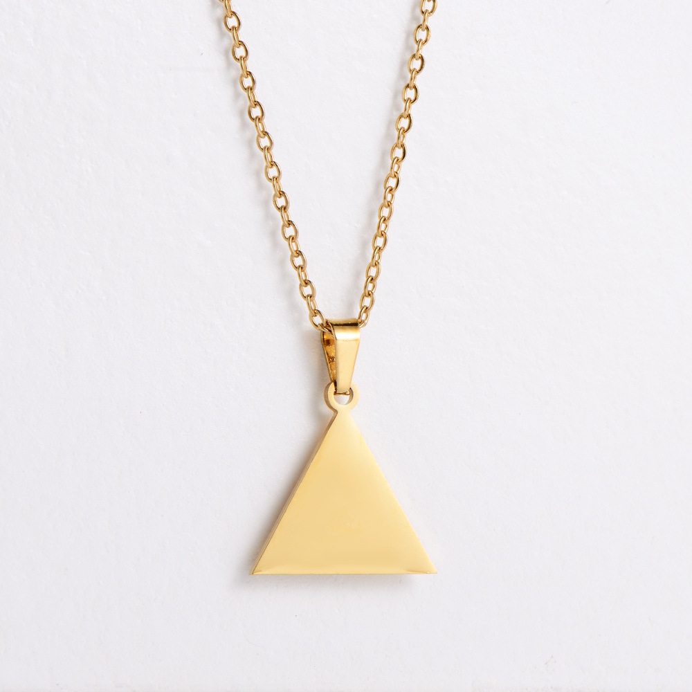 Titanium Steel Electroplating 18k Gold Triangle Glossy Pendant Jewelry Set Wholesale Nihaojewelry display picture 4