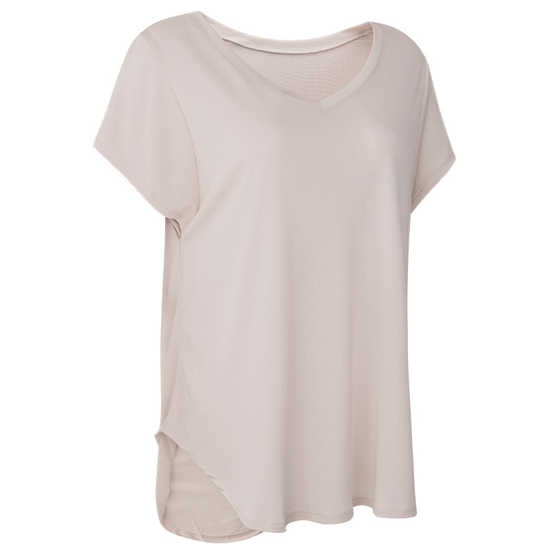 Cross-Border Summer Casual Short-Sleeved Long Pilates Training Thin Loose Slimming Yoga Wear Blouse