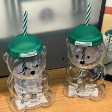 跨境爆款小熊玻璃杯Glass Bear Cup Limited Edition咖啡杯吸管杯