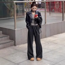 海外订单外贸撤回尾货~清仓捡漏条纹阔腿裤女夏季25新款高腰垂感