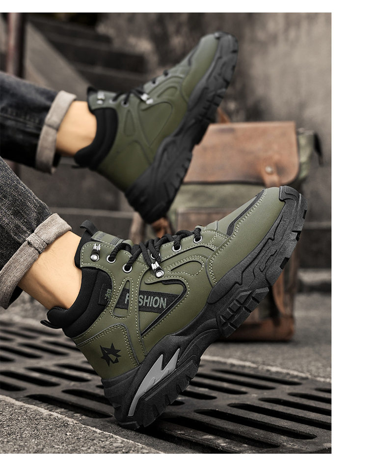 Giày bốt Martin nam cổ cao đế dày chống trơn, giày leo núi da lì lợm phong cách casual — W2161 màu vàng, W2161 màu xanh lá cây, W2161 màu đen chi tiết 15