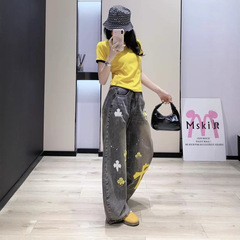 毒家现货25ss CH家重工新款十字架直筒时尚百搭牛仔裤