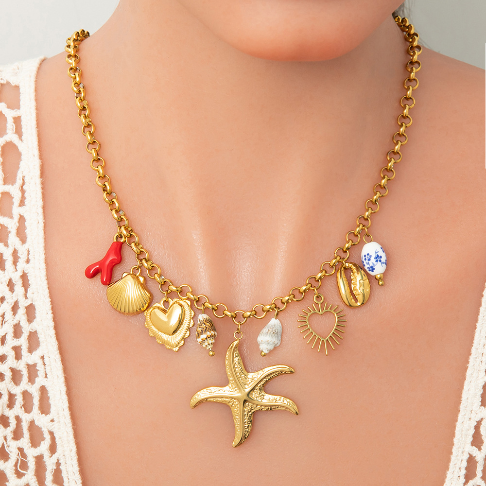 PVD Coated Stainless Steel Pendants Heart Shape 304 Stainless Steel Hip-Hop Vintage Style Waterproof Non Tarnish Earrings Necklace display picture 4