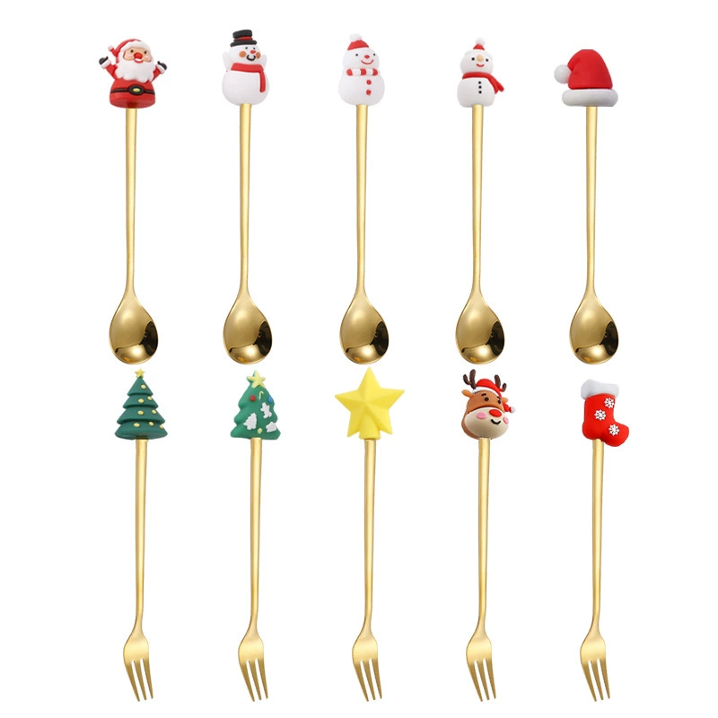 Fruit fork for elderly, doll, Christmas spoon, tableware, set, coffee box, Birthday gift