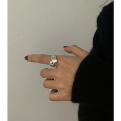 韓版S925銀個性摺疊戒指女復古時尚幾何不規則開口指環嘻哈食指戒