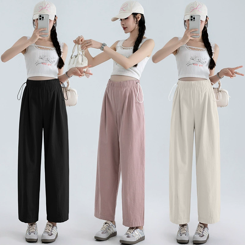 Летние укороченные брюки из хлопка Tencel для беременных с завязками, карманами, без поддержки живота, свободные широкие брюки прямого кроя.