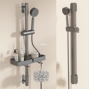 No-Drill Shower Head Adjustable Rod Stainless Steel Bathroom Shower Head Accessory Base Rain Shower Head Holder Fixed Base