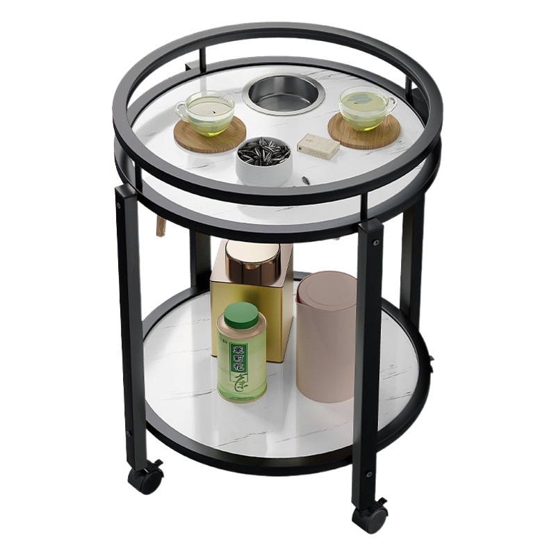 Mesa de Mahjong mesa lateral estante de té de doble capa redonda sala de ajedrez dedicado Cenicero mesa de té Mahjong mesa lateral pequeña mesa de té