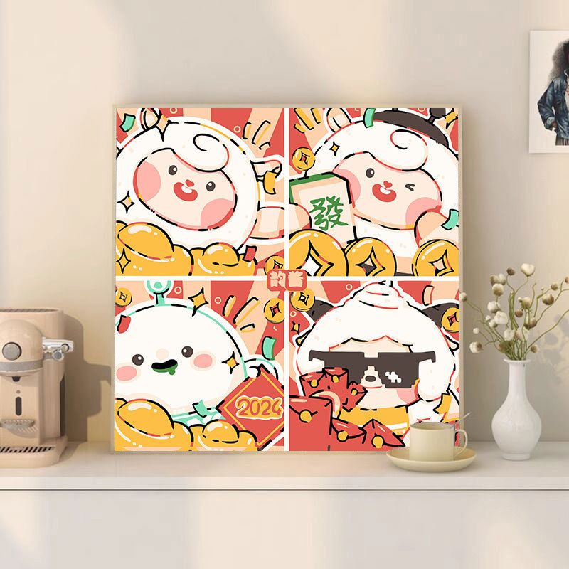 漫画 Q バージョンエッグマンパーティーシリーズ DIY デジタル油絵子供の手作り着色油絵装飾品卸売|undefined