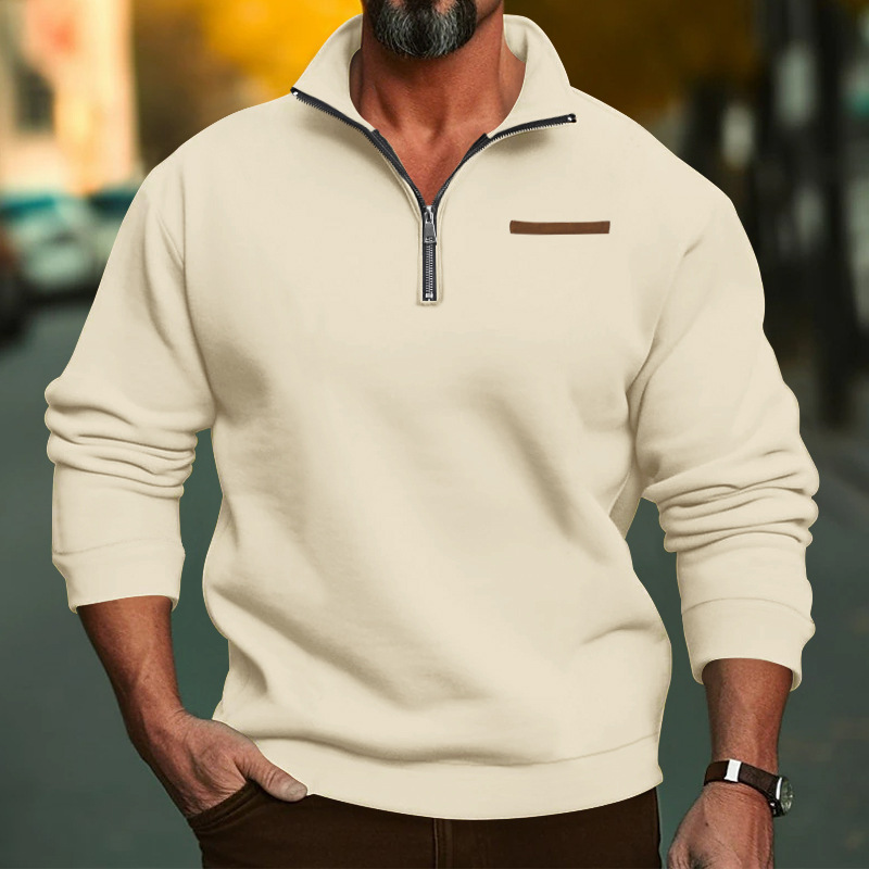 Men's Sweatshirt With Stand Collar And Half Zipper For Winter_voghion.com