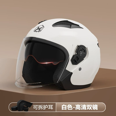 Motosiklet kaskı (dəbilqə) Helmets for Men, Winter Warm - 801foreign-trademilky-white-double-mirror