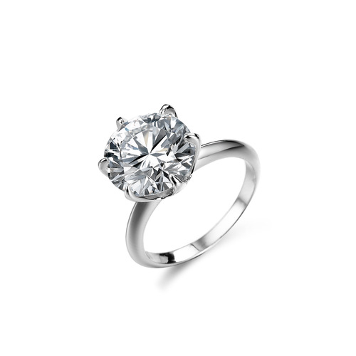 T Brand 6 Claw S925 Silver Ring with 5 Carat Moissanite, Women's Classic Dove Egg Engagement Ring