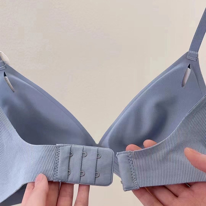 Lycra algodón OB101 chica estudiante de secundaria pecho grande pequeño triángulo taza sujetador jalea tira sujetador fino sin anillo de acero