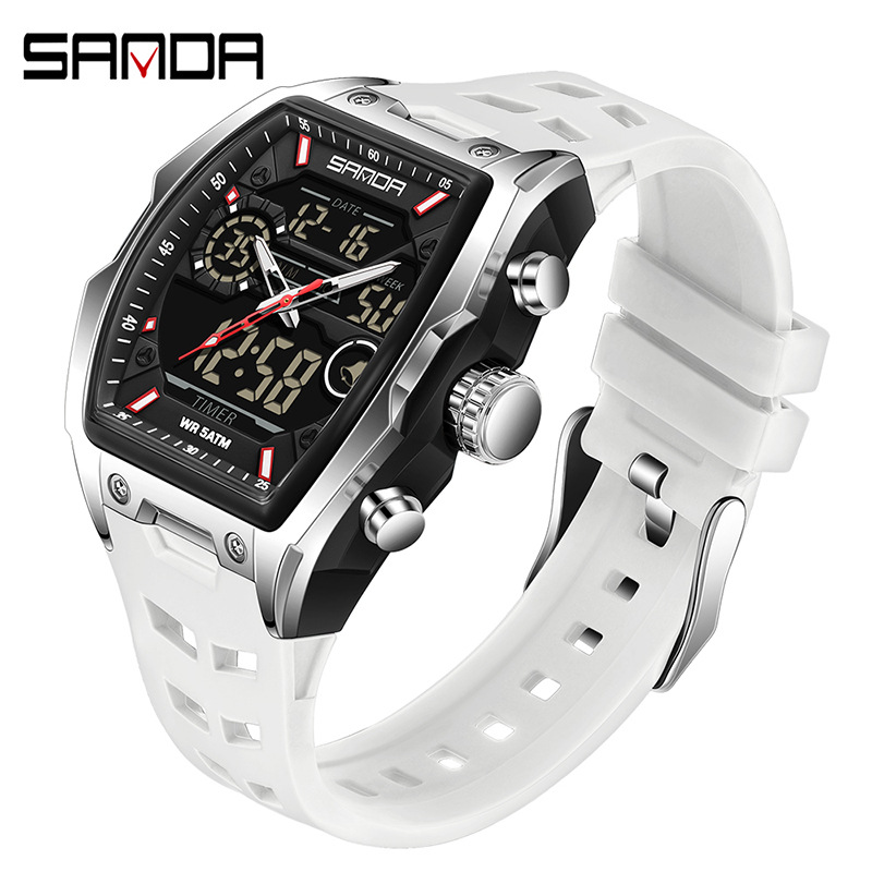 Sanda reloj electrónico reloj deportivo multifuncional en forma de barril de vino reloj despertador de fiesta estudiantil reloj impermeable 6235
