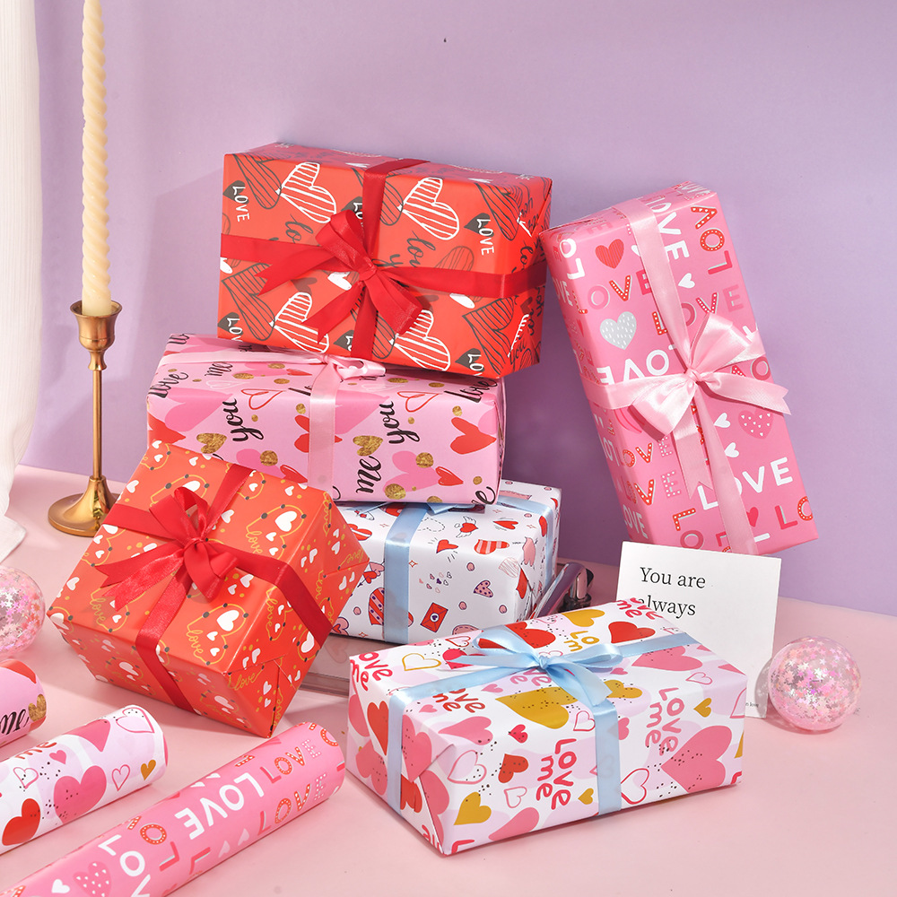 Papel de regalo de San Valentín de Amazon, papel de regalo romántico, papel con diseño floral, papel de regalo de cumpleaños al por mayor