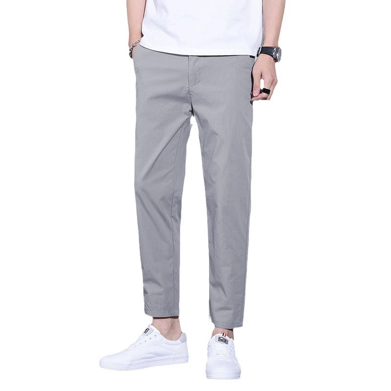 Summer white trend thin silk trousers, loose straight fit