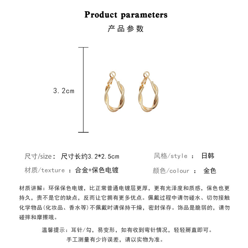 Korean Design Twist Circle Earrings Simple Design Earrings display picture 1