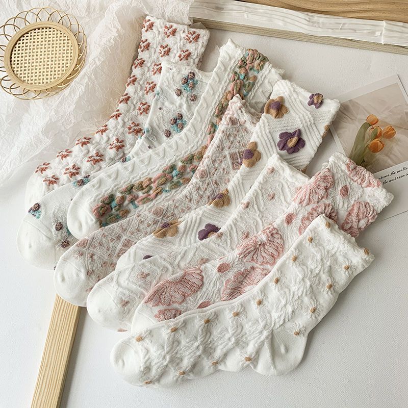 Artistic Retro Socks Children's Mid-Tube All-Match Ins Trendy Summer Three-Dimensional Anaglyph Artistic Fresh Mori Style Women's Stockings